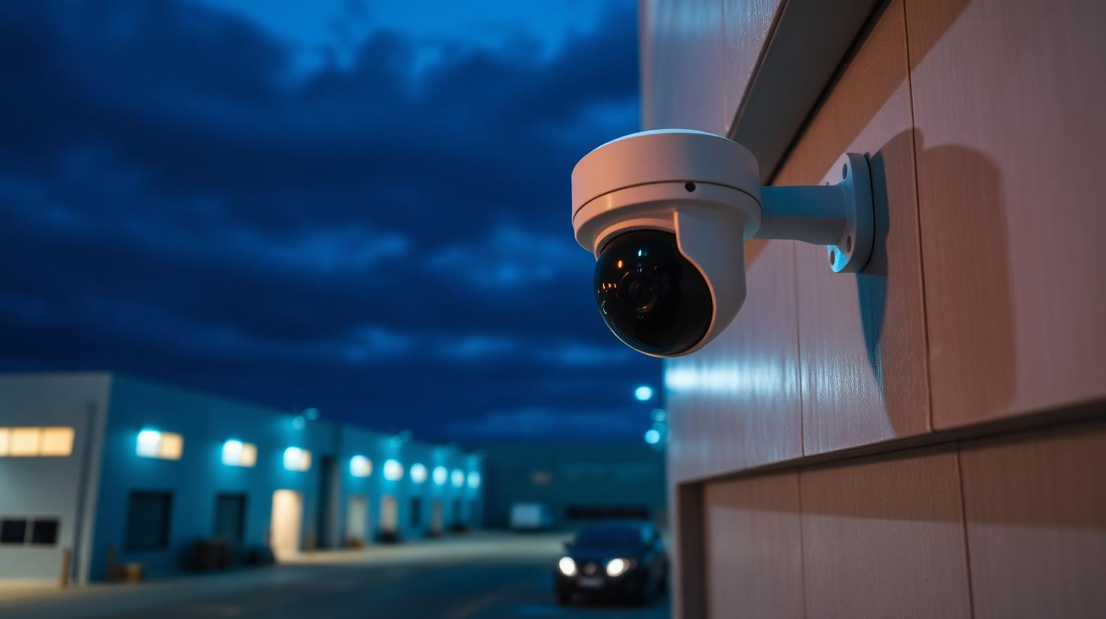 Caméra de vidéosurveillance professionnelle installée sur un local d'activité